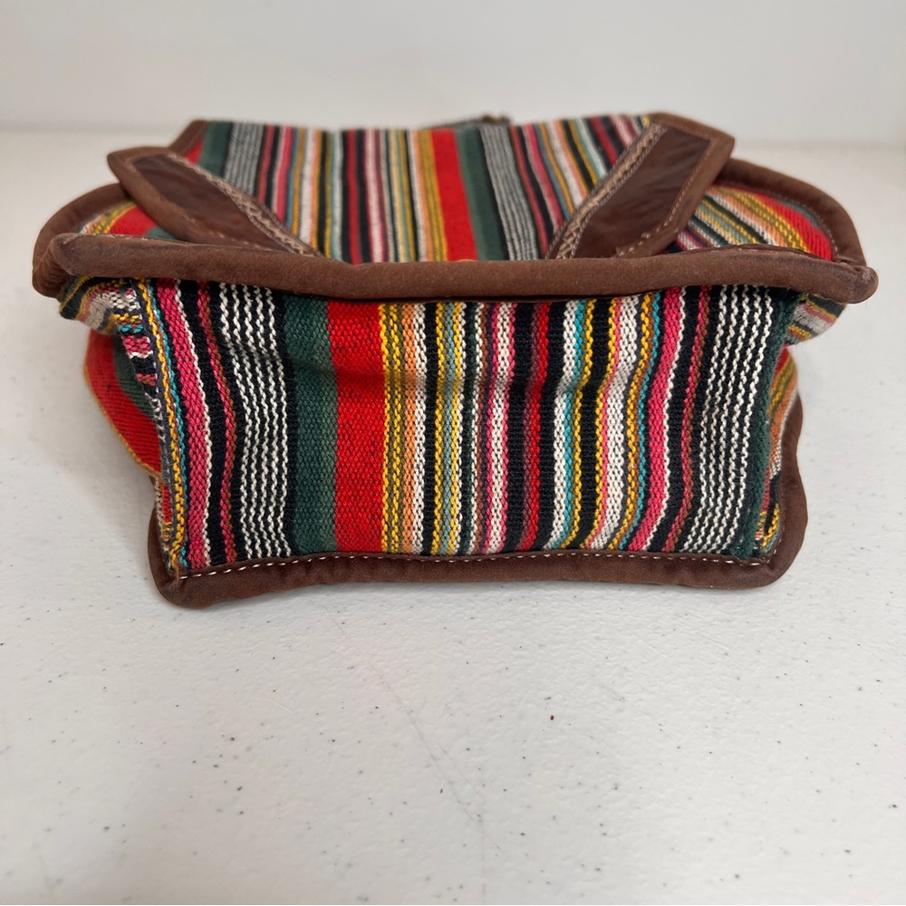 Bohemian Striped Gheri Textile Woven Crossbody Bag Bead Toggle Festival Hippie - Picture 5 of 14